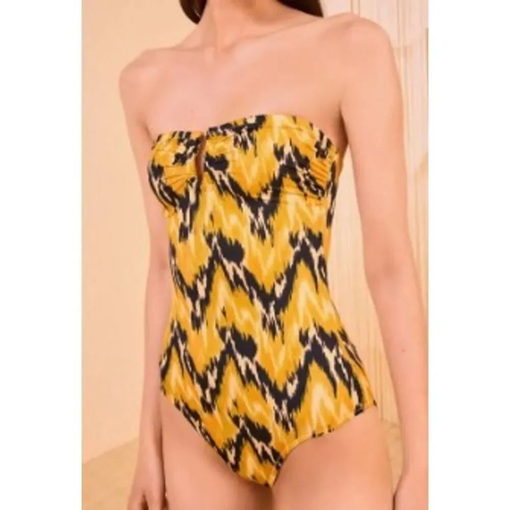 NWT Ulla Johnson Monterey Strapless Maillot in Solara Sz. S